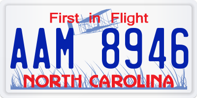 NC license plate AAM8946