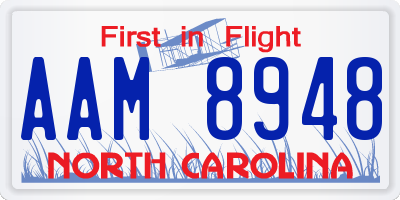 NC license plate AAM8948