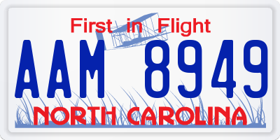 NC license plate AAM8949