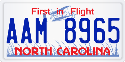 NC license plate AAM8965
