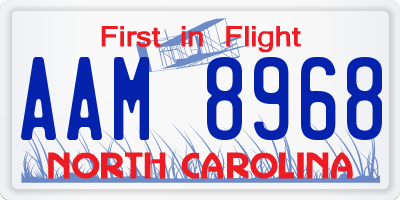 NC license plate AAM8968