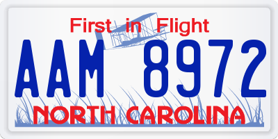 NC license plate AAM8972