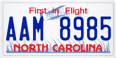 NC license plate AAM8985