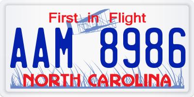 NC license plate AAM8986