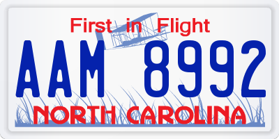 NC license plate AAM8992