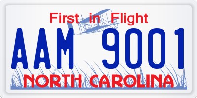 NC license plate AAM9001