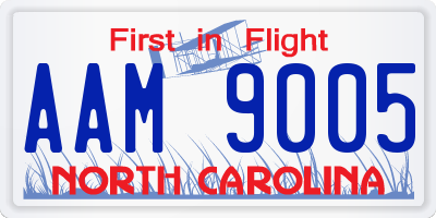 NC license plate AAM9005