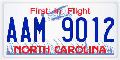 NC license plate AAM9012