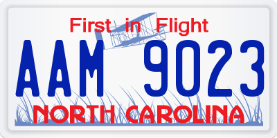 NC license plate AAM9023