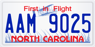 NC license plate AAM9025