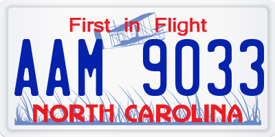 NC license plate AAM9033