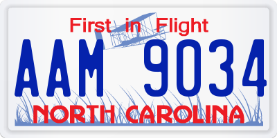 NC license plate AAM9034