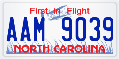 NC license plate AAM9039