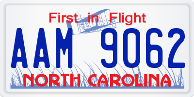 NC license plate AAM9062