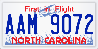 NC license plate AAM9072