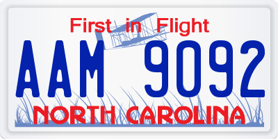 NC license plate AAM9092