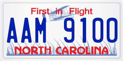 NC license plate AAM9100