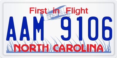 NC license plate AAM9106