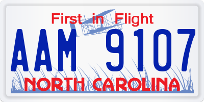 NC license plate AAM9107