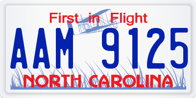 NC license plate AAM9125