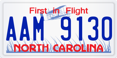 NC license plate AAM9130
