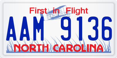 NC license plate AAM9136
