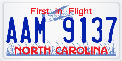 NC license plate AAM9137