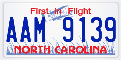 NC license plate AAM9139