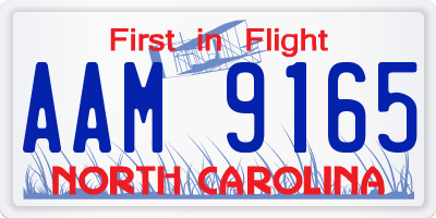 NC license plate AAM9165