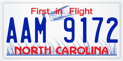 NC license plate AAM9172