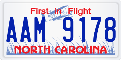 NC license plate AAM9178