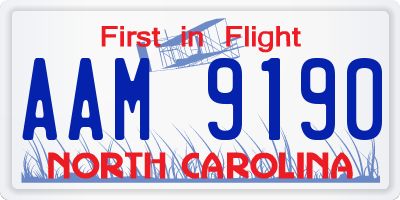 NC license plate AAM9190