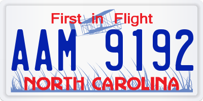 NC license plate AAM9192