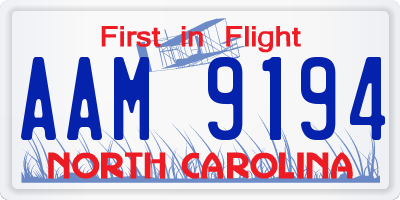 NC license plate AAM9194