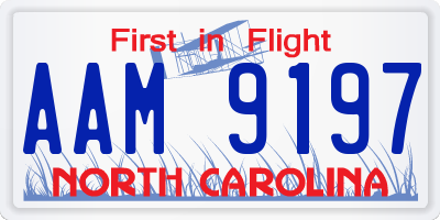 NC license plate AAM9197