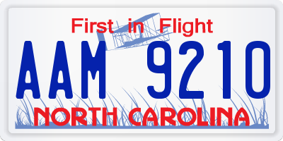 NC license plate AAM9210