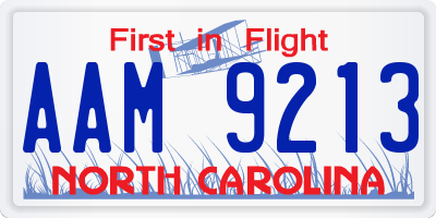 NC license plate AAM9213
