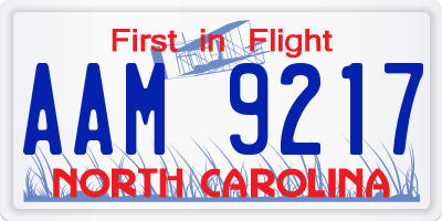 NC license plate AAM9217