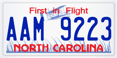 NC license plate AAM9223