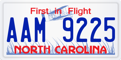 NC license plate AAM9225