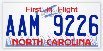 NC license plate AAM9226