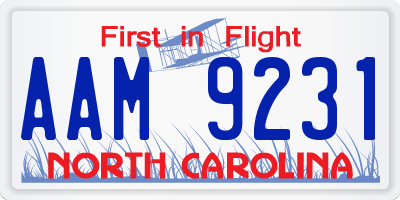 NC license plate AAM9231