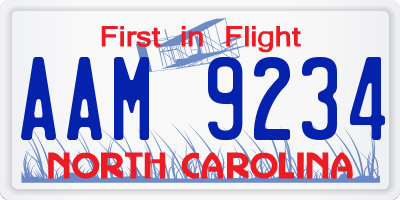 NC license plate AAM9234