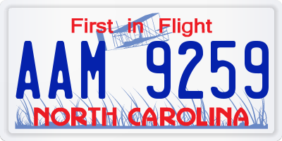 NC license plate AAM9259