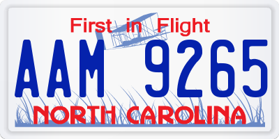 NC license plate AAM9265