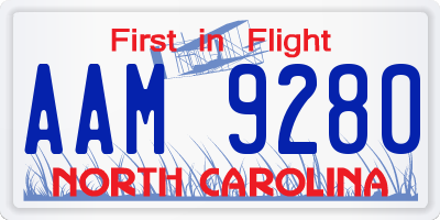 NC license plate AAM9280