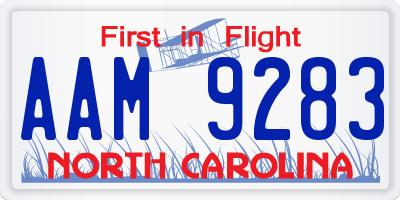NC license plate AAM9283