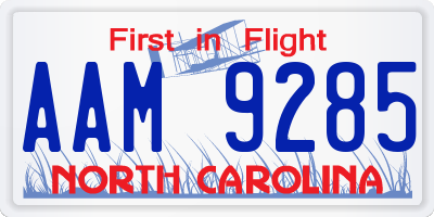 NC license plate AAM9285
