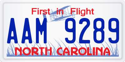 NC license plate AAM9289