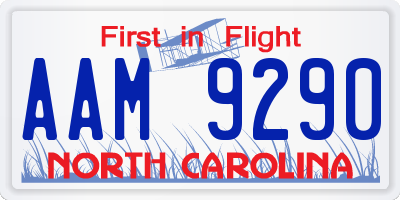 NC license plate AAM9290